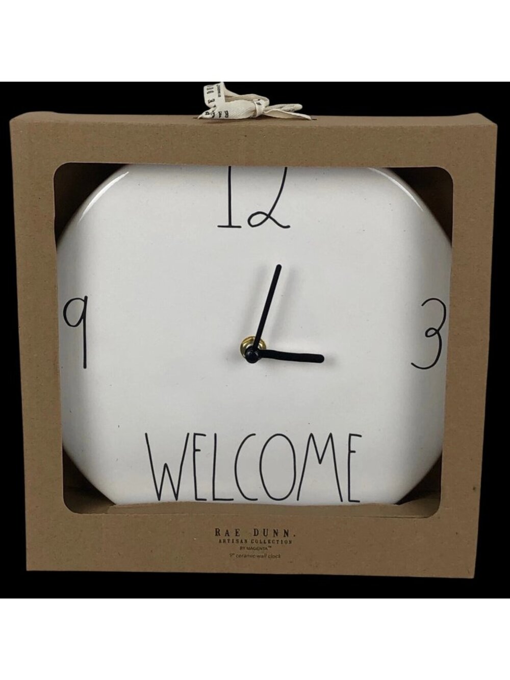 Rae Dunn by Magenta Clock Artisan Collection Welcome 9" Ceramic Wall Clock
